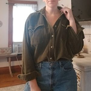 90's Vintage Green Courdory Button Up Shirt